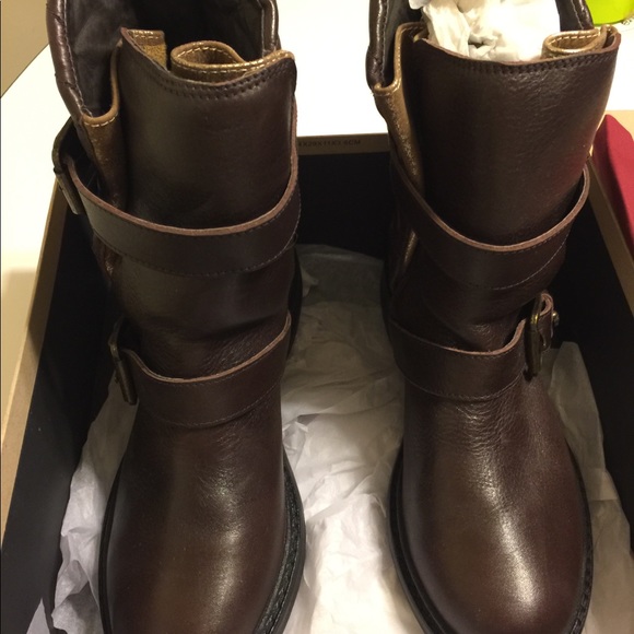 Zadig & Voltaire Moto Boots Ginger BRNLEA NIB NWT - Picture 7 of 8